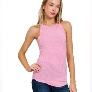 Zenana Outfitters Candy Pink Ribbed Tank Top